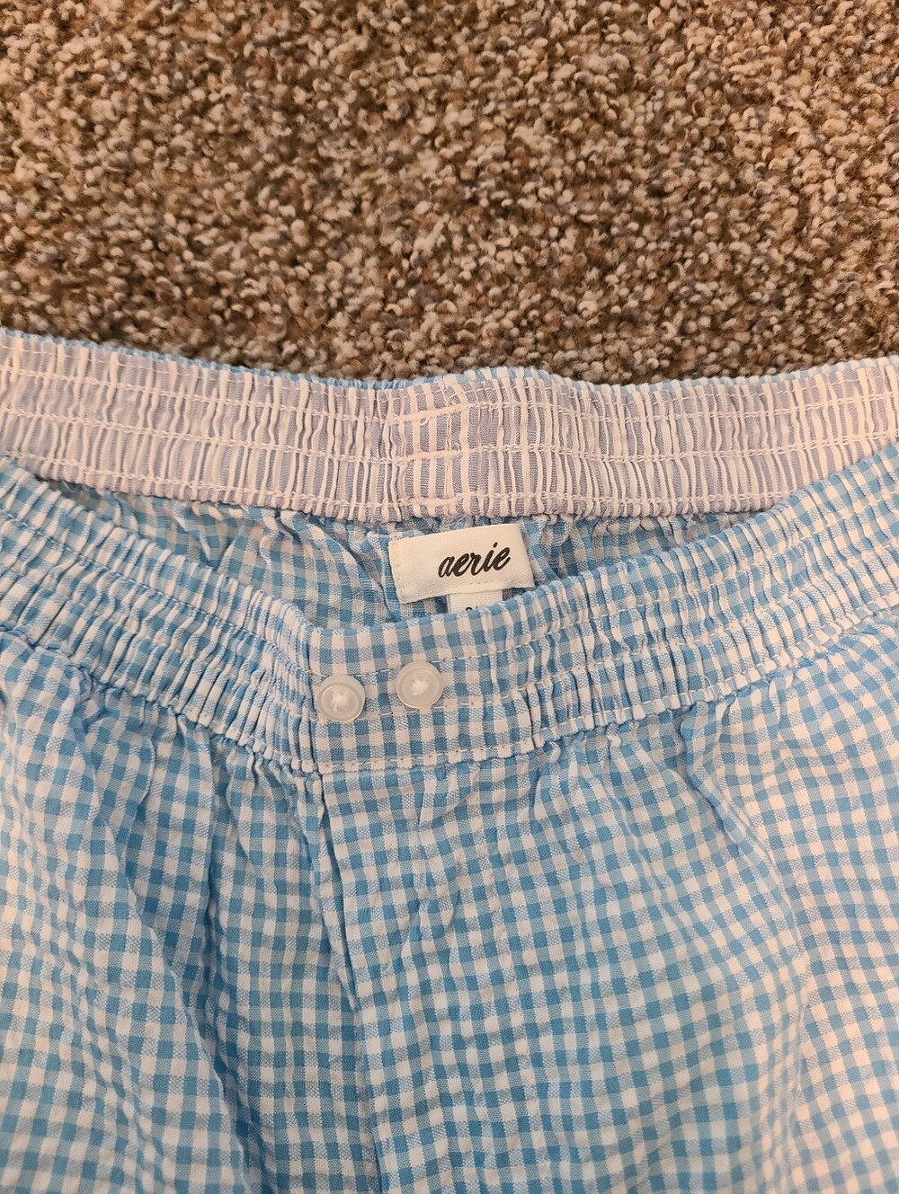 🚫SOLD🚫 aerie Light Blue Gingham Lounge Pants Size Small Nwt - Picture 2 of 8